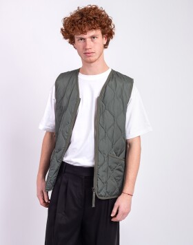 Taion Unisex Military Zip V-Neck Down Vest OLIVE L