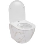 REA - Závěsná WC mísa včetně sedátka Carlos Flat Rimless Aiax Shiny REA-C6385