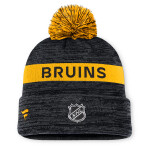 Fanatics Pánská Zimní Čepice Boston Bruins Authentic Pro Rink Beanie Cuff With POM