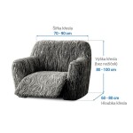 Bielastické potahy UNIVERSO NOVÉ žíhané černobílé relaxační křeslo (š. 70 - 90 cm)
