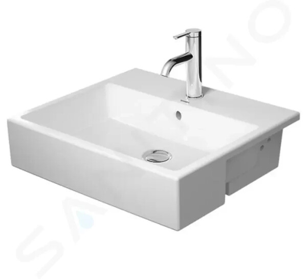 DURAVIT - Vero Air Umyvadlo polozápustné 550x470 mm, s přepadem, otvor pro baterii, WonderGliss, bílá 03825500001