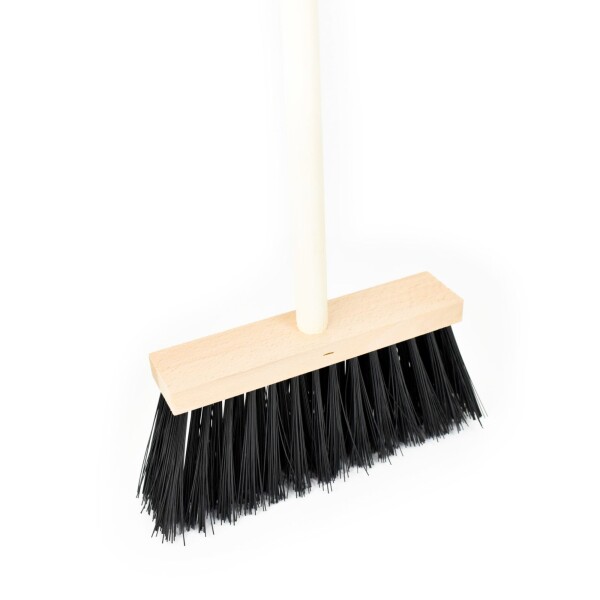 Koště průmyslové, 25x6cm, s násadou 120cm, vlákno 12cm PET černé