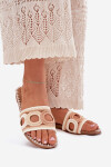Háčkované dámské sandály na plochém podpatku béžové Nirina 36