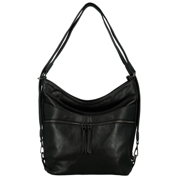 Trendy dámský koženkový kabelko-batoh Kavya, černý