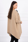 Oversize mikina asymetrickými boky camel barvy UNI