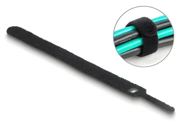 Delock stahovací pásky se suchým zipem černé 150 x 12 mm / Stahovací pásky / 10 ks (19010)