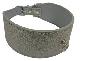 Huhubamboo Metal obojek titanový L / Obojek pro psy / 50 mm x 33-38 cm / Hovězí kůže (355430)