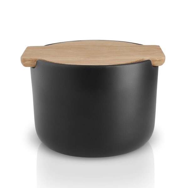 Eva Solo Kameninová dóza na sůl Black / Oak 400 ml, černá barva, keramika