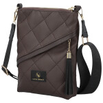 Trendy dámská koženková crossbody kabelka LB Draga, tmavě hnědá