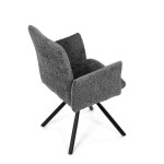 Židle jídelní, šedá látka, černý kov, otočný mechanismus 90°/90° (L/P) - funkce reset