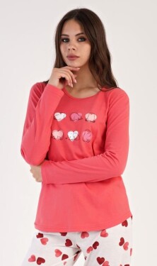 Dámské pyžamo dlouhé Vienetta Secret Valentýna jahodová