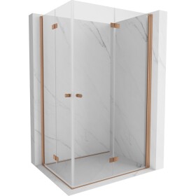 MEXEN/S - Mist-F Duo sprchový kout skládací dveře pravá 70 x 100, transparent, měď kartáčovaná 8A6-070L-100P-65-00
