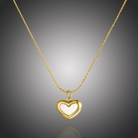 Ocelový náhrdelník Abrami - chirurgická ocel, srdce, Zlatá 41 cm + 4 cm (prodloužení)