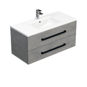 Koupelnová skříňka s černou úchytkou a umyvadlem SAT Cube Way 100x53x46 cm beton mat CUBE46C1002BEMOD CUBE46C1002BEMOD