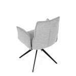 Židle jídelní, šedá látka, 360° vratný mechanismus, černý kov