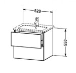 DURAVIT - L-Cube Umyvadlová skříňka 55x62x48 cm, 2 zásuvky, lesklá bílá LC624002222