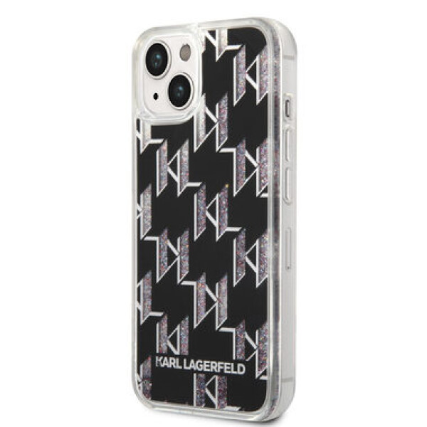 Pouzdro Karl Lagerfeld Monogram Liquid Glitter iPhone 14 Plus černé