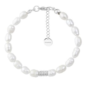 Perlový náramek Lucia - chirurgická ocel, Stříbrná 16 cm + 3 cm (prodloužení) Bílá