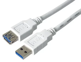PremiumCord USB 3.0 A-A M/F 5 m bílá / Prodlužovací kabel / Super-speed 5 Gb/s / stíněný (ku3paa5w)