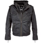 Brandit Bunda Black Rock Hooded Leather černá 4XL