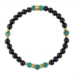 Korálkový pánský náramek - 6 mm Onyx, zelený Jaspis, Zelená 21 cm