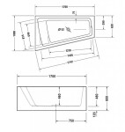 DURAVIT - Paiova Vana asymetrická, 170x100 cm, s panelem, levá, bílá 700264000000000