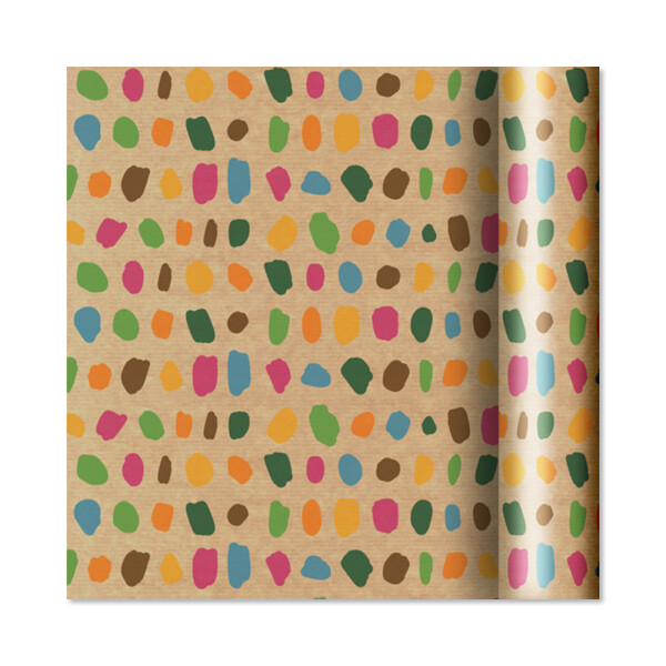 Dárkový papír Kraft - role 2 m × 70 cm - Barevné otisky - Albi