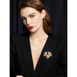 Luxusní brož s champagne krystaly Alessandra, Zlatá