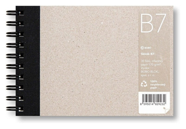Skicák B7 s recyklovaným papírem, 30 listů