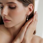 Náušnice s černou perlou a zirkony Tania Gold - stříbro 925/1000, Zlatá Černá