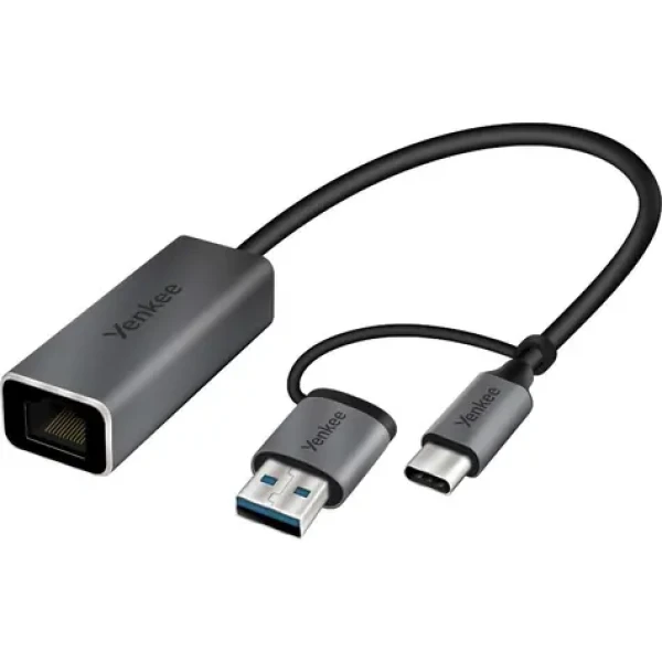 YENKEE YTC 013 USB C na RJ-45 Ethernet / Adaptér USB-C (M) - Ethernet (F) / 1000 Mb/s / 15 cm (8590669310586)