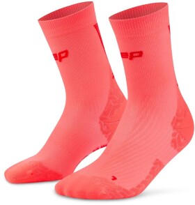 CEP pánské běžecké kompresní vysoké ponožky ULTRALIGHT 4.0 - neon coral/red Velikost: V (Vel. chodidla 45-48)