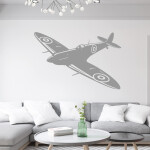 Samolepka Stíhačka Supermarine Spitfire Barva: béžová, Velikost: 100 x 65 cm