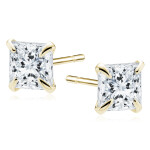 LUNICA Stříbrné zlacené náušnice SQUARE 4mm 1058