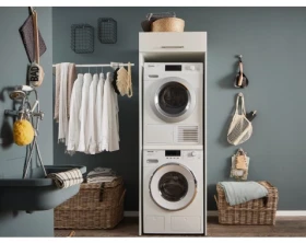 Skříň na pračku a sušičku Mr. Sauber, bílá