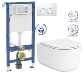 GEBERIT DuofixBasic s bílým tlačítkem DELTA21 + WC CERSANIT INTRO PRO OVAL /VÍROVÉ SPLACH/+ SEDÁTKO 458.103.00.2 21BI IR1