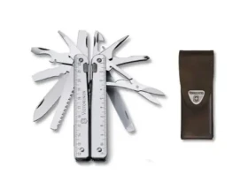 VICTORINOX SWISSTOOL X (3.0327.L) / Multifunkční kapesní nářadí a nůž / Počet funkcí 27 / kožené pouzdro (V-3.03 27.L)