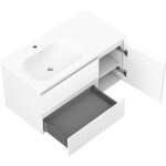 MEXEN/S - Rivel koupelnová skříňka 90 cm s umyvadlem Vela levá, 2S, 1D, reliéf, bílá mat 91A23-09047-3-BBFFF01-W23L01