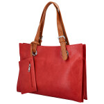 Trendy dámská koženková kabelka na rameno Valika, červená
