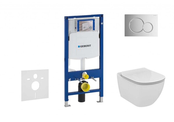 GEBERIT - Duofix Set předstěnové instalace, klozetu a sedátka Ideal Standard Tesi, tlačítka Sigma01, Aquablade, SoftClose, lesklý chrom 111.300.00.5 NU2