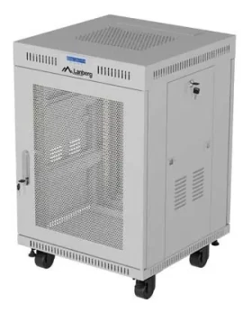 Lanberg FF01 15U 19" šedá / Stojanový rozváděč / 600×600 mm / Flat pack / Perforované dveře / LCD panel (FF01-6615-23SL)