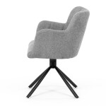 Židle jídelní, šedá látka, černý kov, otočný vratný mechanismus 90°/90° (L/P) - funkce reset