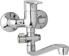 JB Sanitary Nástěnná umyvadlová a sprchová baterie TIRA, rozteč 100 mm, otočný přepínač, bez příslušenství, S ramínko 300 mm D10 32 40