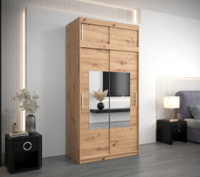 Šatní skříň Abi To s nástavcem Barva korpusu: Dub Sonoma, Rozměry: 120 cm, Dveře: Bílá