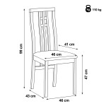 Jídelní židle, masiv buk, moření tmavý buk, látkový šedý potah