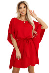 287-35 SOFIA Motýlí šaty se zavazováním v pase - ČERVENÉ 2XL/3XL