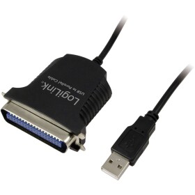 LogiLink USB, paralelní kabel [1x Centronics zásuvka - 1x USB 1.1 zástrčka A], 1.70 m, černá