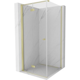 MEXEN/S - Mist-F sprchový kout skládací dveře levá 85 x 85, transparent, zlato kartáčovaná 8A6T-085-085-55-00-L