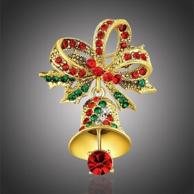 Vánoční brož Swarovski Elements Campana - vánoční zvonek, Barevná/více barev
