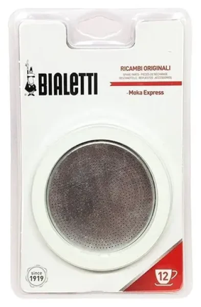 Bialetti Sada těsnění pro hliníkové moka konvice 12 šálků / Těsnění pro moka konvici / sada 3 ks + sítko